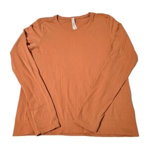 Athleta Vibrant Orange Long Sleeve In Motion Tee Activewear Top Size Medium